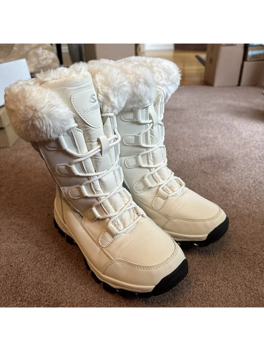 EUC Hobibear White Boots Women Size EU 40 US 8-1/2 to 9